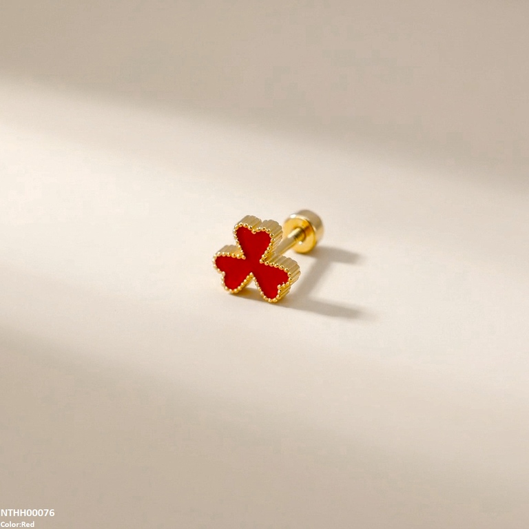 NTHH00076 XAS Clover Flower Stainless Steel Nose Pin - NTHH
