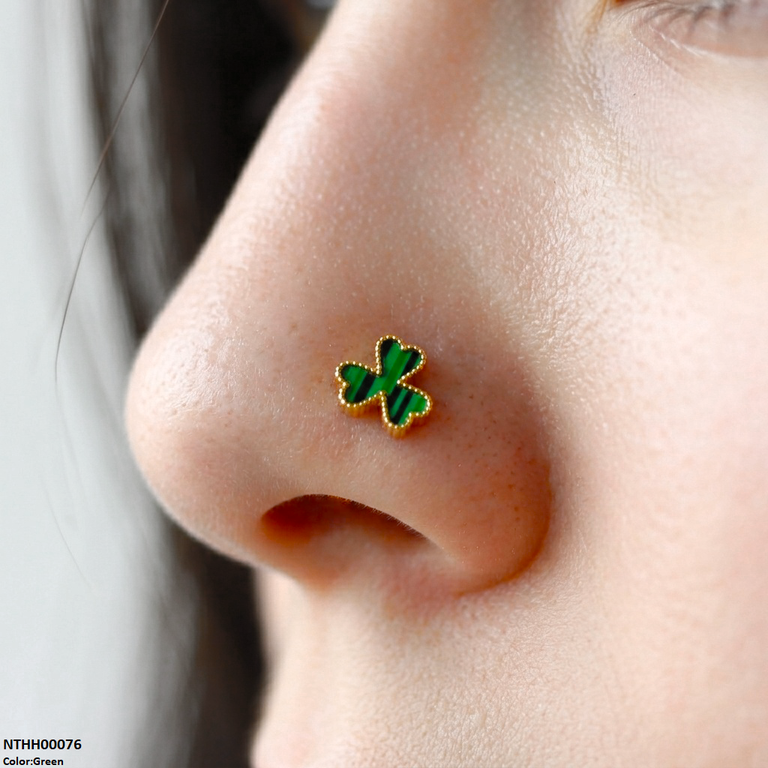 NTHH00076 XAS Clover Flower Stainless Steel Nose Pin - NTHH