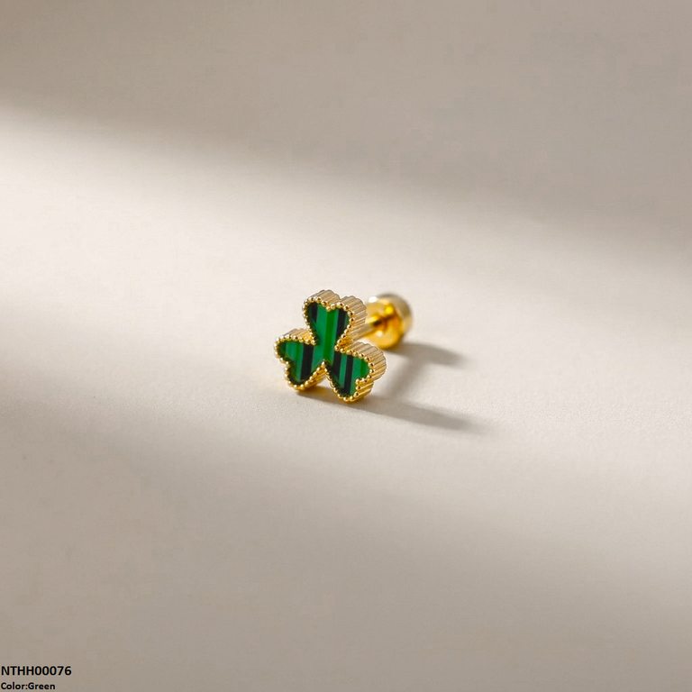 NTHH00076 XAS Clover Flower Stainless Steel Nose Pin - NTHH