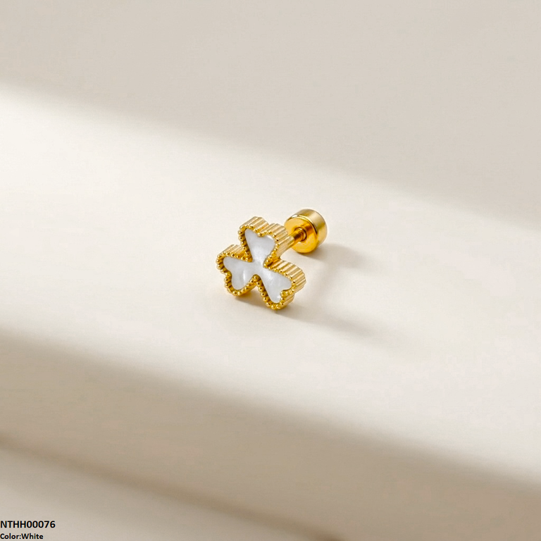 NTHH00076 XAS Clover Flower Stainless Steel Nose Pin - NTHH