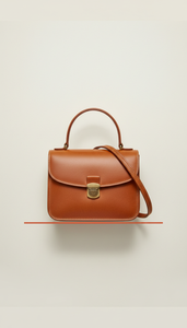 Small Leather Hand  bag With Sculpted Handle