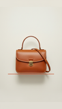 Small Leather Hand  bag With Sculpted Handle