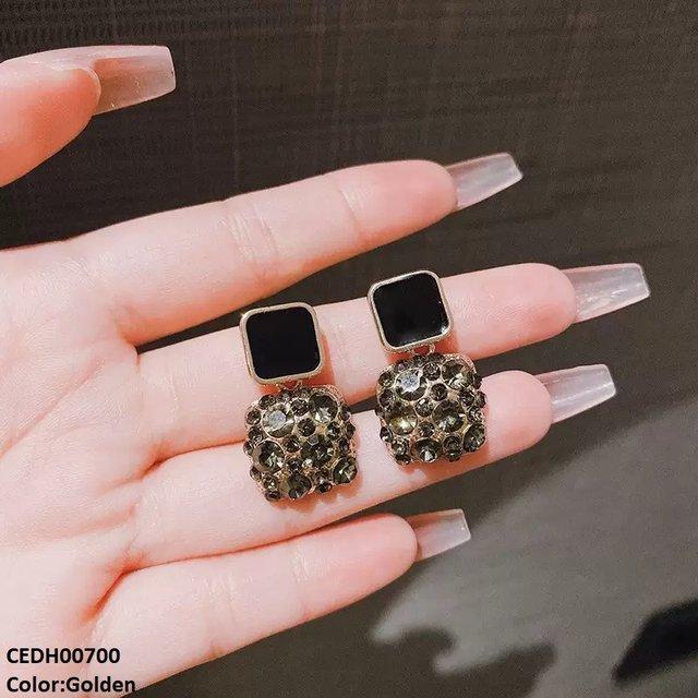 CEDH00700 LSH Round Stone Square Drop Earrings  - CEDH