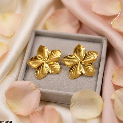 CETH01181 HLN Plumeria Floral Flower Stainless Steel Tops Pair - CETH