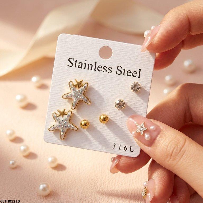 CETH01210 XAS Double StarFish/Round Stainless Steel 3 Tops Pairs - CETH