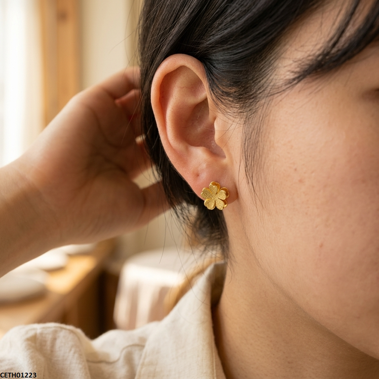 CETH01223 XAS Double Clover Flower Stainless Steel Tops Pair - CETH