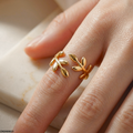 CRGH00823 NMS Stainless Steel Folia Flower Ring Adjustable - CRGH