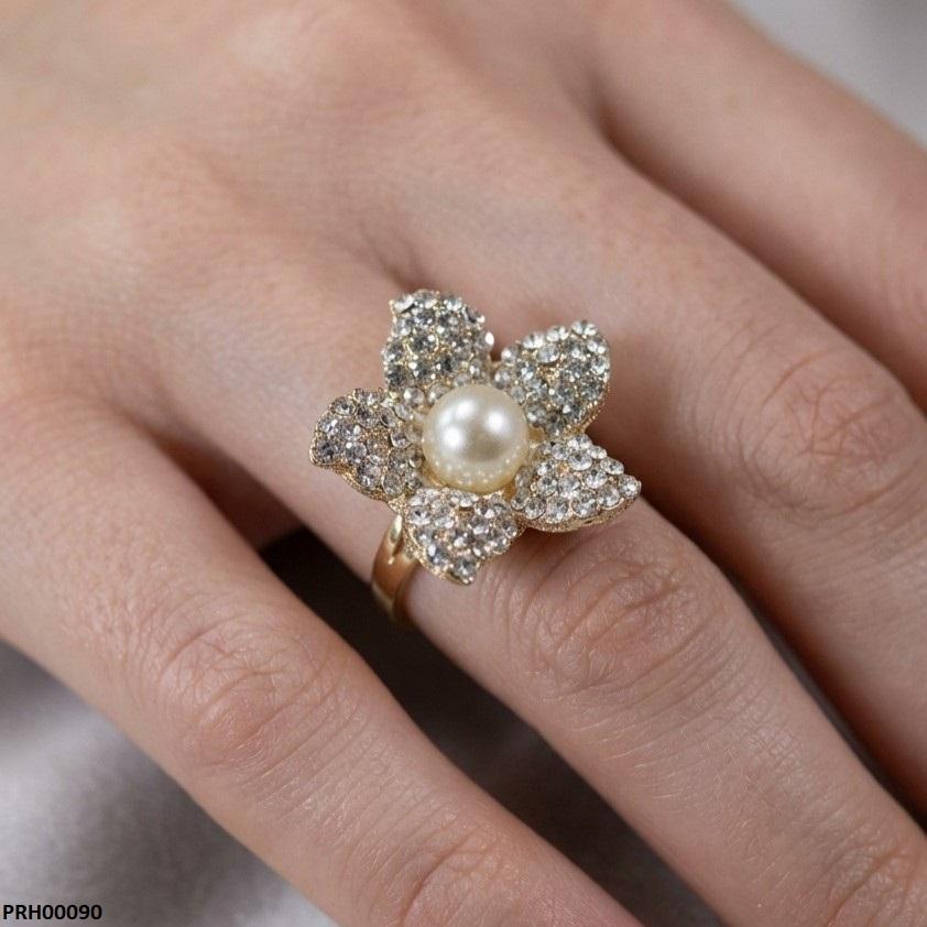PRH00090 ABD Flower Pearl Ring Adjustable - PRH