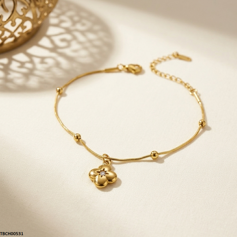 TBCH00531 MSJ Stainless Steel Flower Drop Bracelet - TBCH