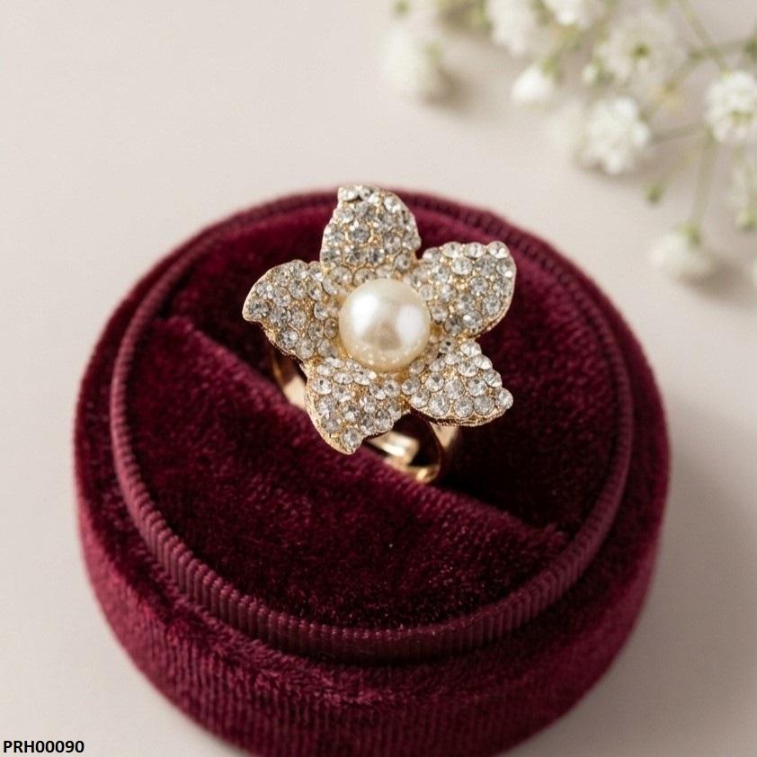 PRH00090 ABD Flower Pearl Ring Adjustable - PRH