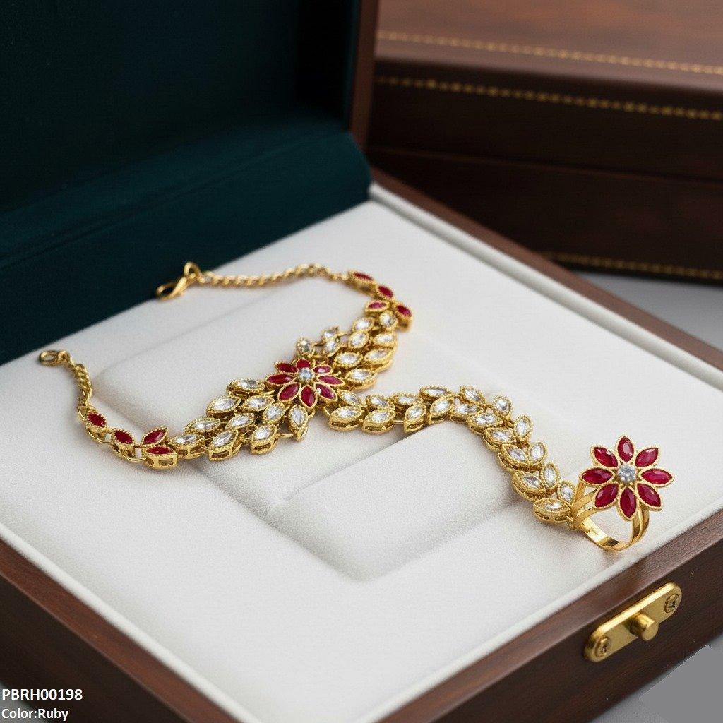 PBRH00198 FRN Marquise Flower Angla Bracelet Adjustable - PBRH