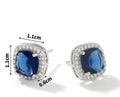 TETH00513  WKO Square ZIRCON Stone Stainless Steel Tops Pair - TETH