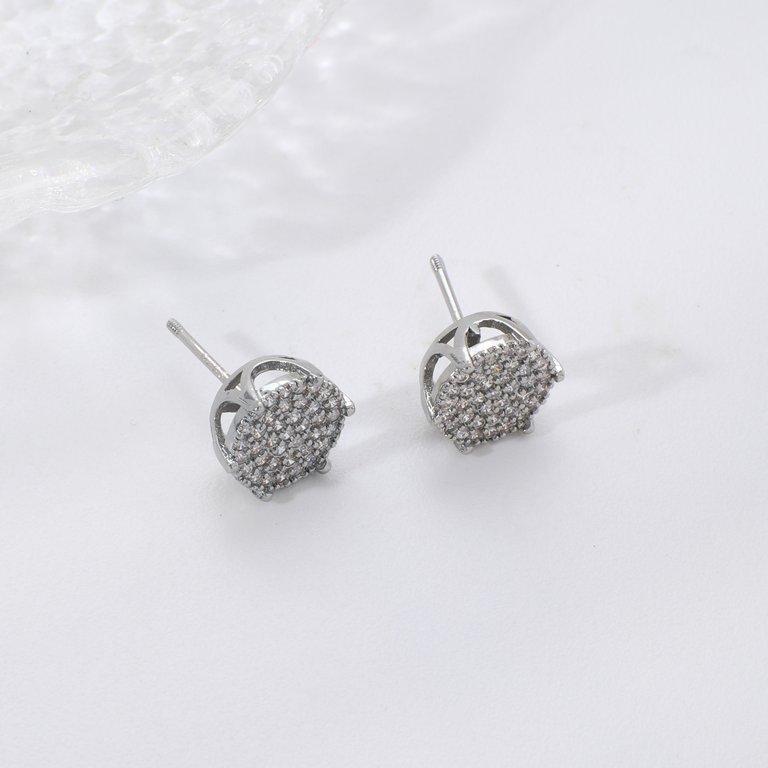 TETH00514 WKO Halo Crystal ZIRCON Stainless Steel Tops Pair - TETH