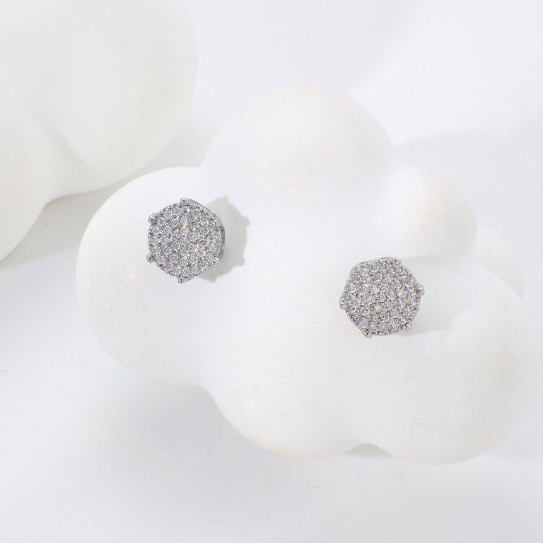 TETH00514 WKO Halo Crystal ZIRCON Stainless Steel Tops Pair - TETH