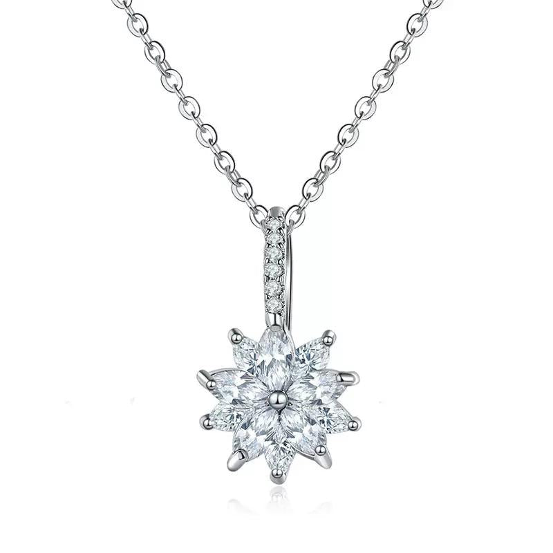 TPSH00948 WKO Stainless Steel Marquise Flower Zircon Pendant - TPSH