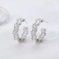 TEHH00502 WKO Stainless Steel Oval Zircon Stone Ear Hoops Pair - TEHH