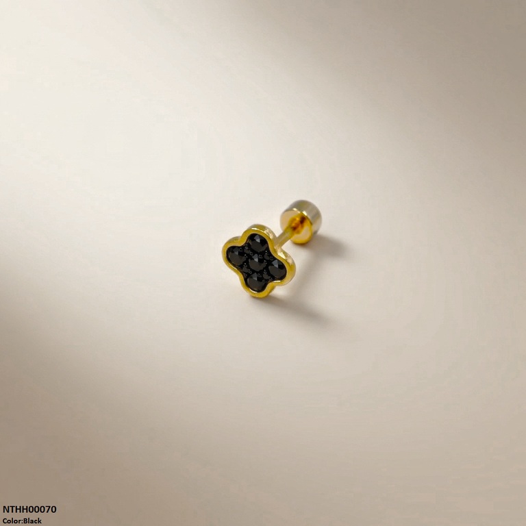 NTHH00070 XAS Clover Flower Stainless Steel Nose Pin - NTHH