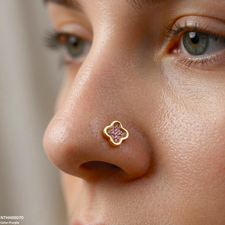 NTHH00070 XAS Clover Flower Stainless Steel Nose Pin - NTHH