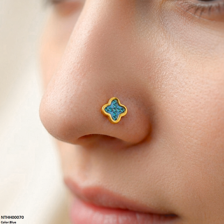 NTHH00070 XAS Clover Flower Stainless Steel Nose Pin - NTHH