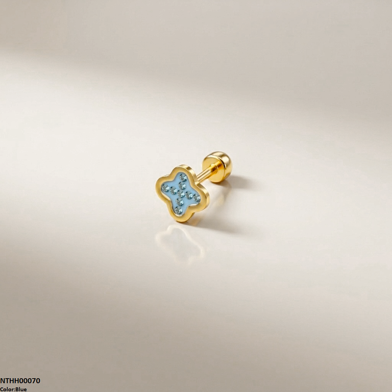 NTHH00070 XAS Clover Flower Stainless Steel Nose Pin - NTHH