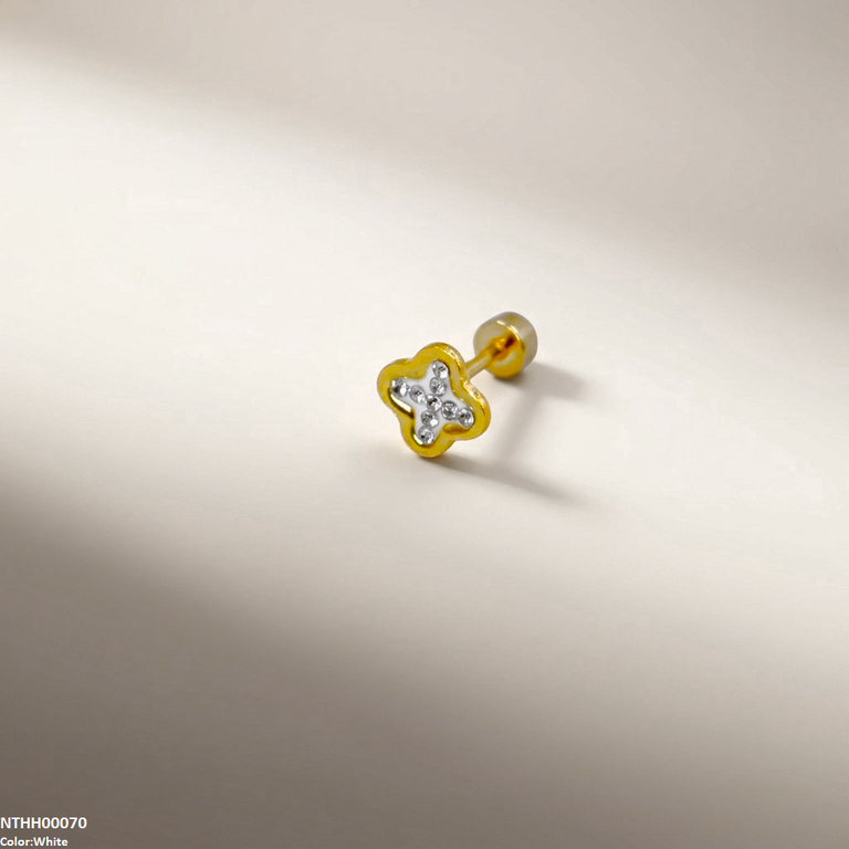 NTHH00070 XAS Clover Flower Stainless Steel Nose Pin - NTHH
