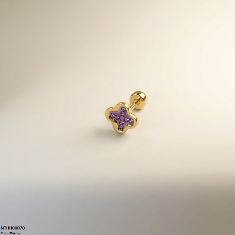 NTHH00070 XAS Clover Flower Stainless Steel Nose Pin - NTHH