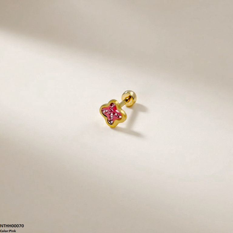 NTHH00070 XAS Clover Flower Stainless Steel Nose Pin - NTHH