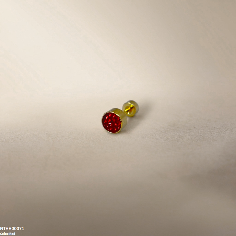 NTHH00071 XAS Round Stone Stainless Steel Nose Pin - NTHH