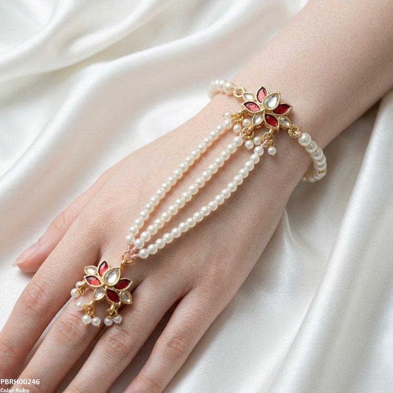 PBRH00246 ABD Tear/Marquise Flower Angla Bracelet Adjustable - PBRH