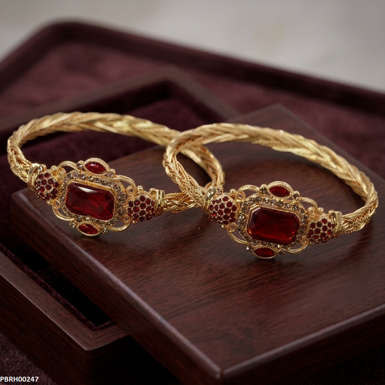 PBRH00247 AZM Rectabgle Flower Bangles Set - PBRH