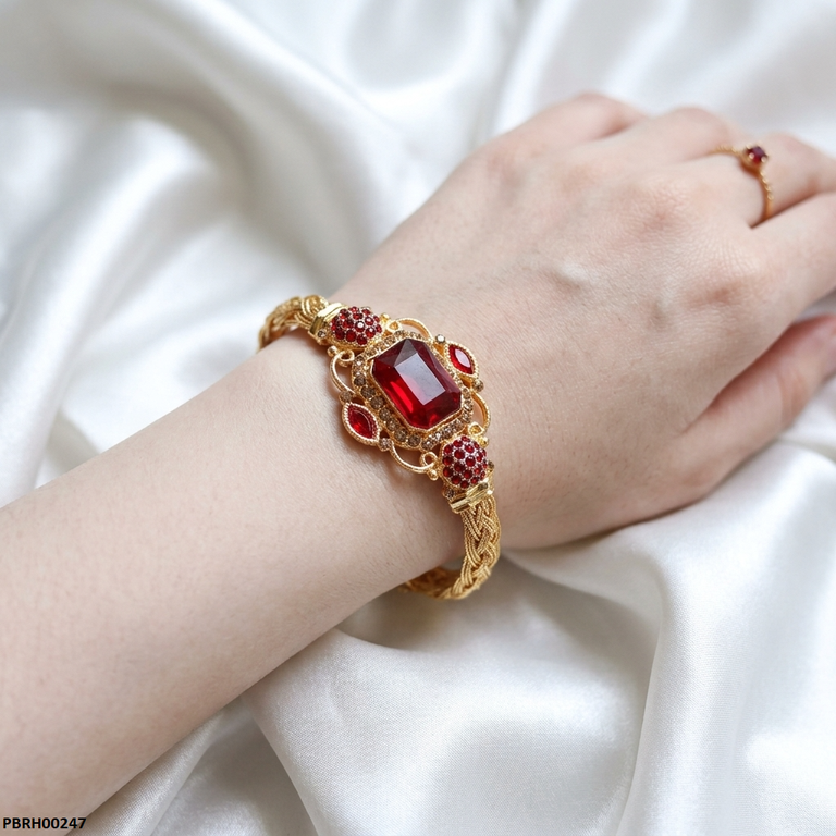 PBRH00247 AZM Rectabgle Flower Bangles Set - PBRH