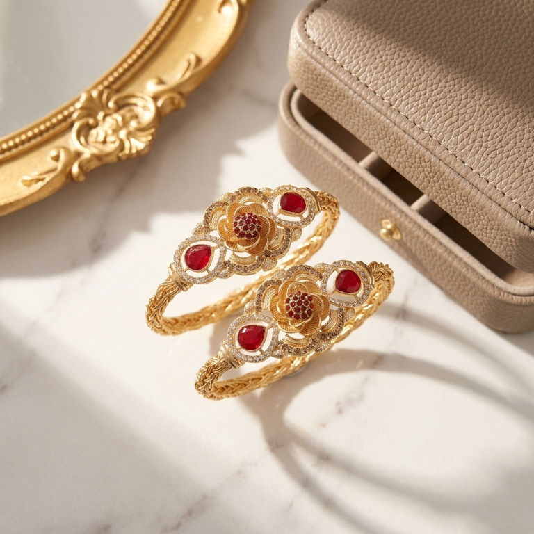 PBRH00248 AZM Flower Bangles Set - PBRH