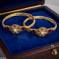 PBRH00249 AZM Round Pearl Flower Bangles Set - PBRH