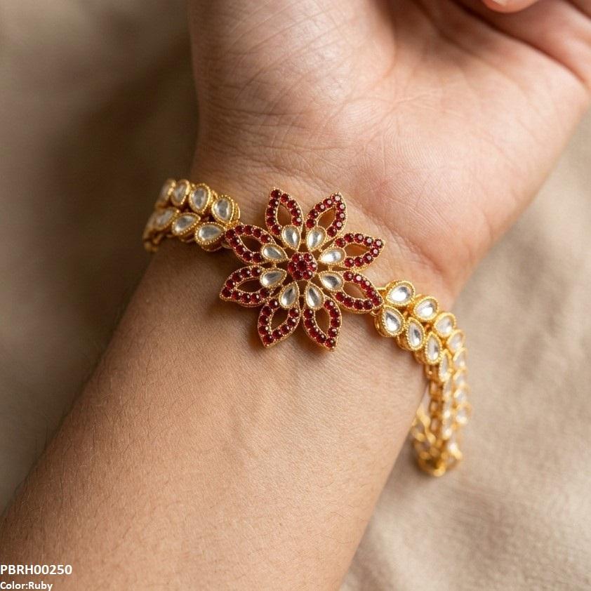 PBRH00250 MZM Floral Flower Bracelet Adjustable  - PBRH