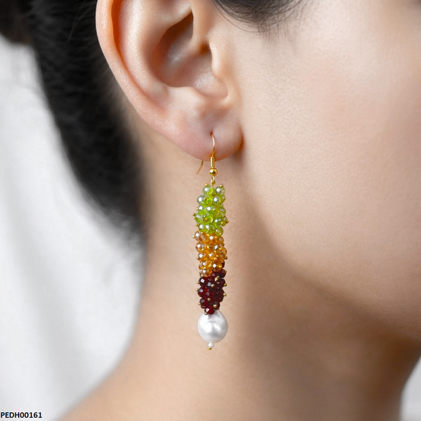 PEDH00161  FRN Grapes Cluster Pearl Drops Earrings - PEDH