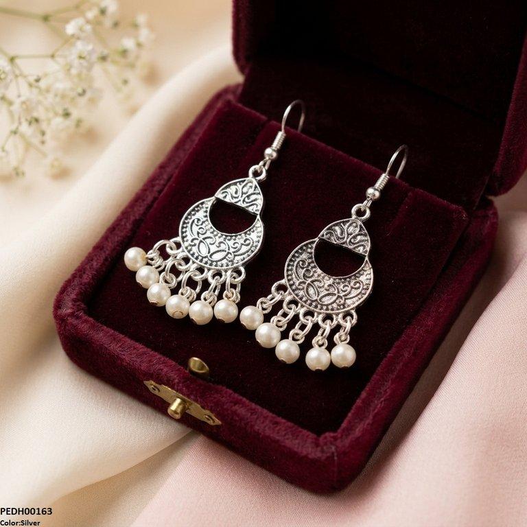PEDH00163 ABD Moon Pearl Drop  Earrings - PEDH