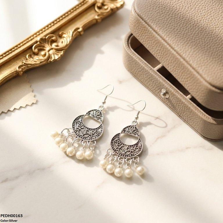 PEDH00163 ABD Moon Pearl Drop  Earrings - PEDH