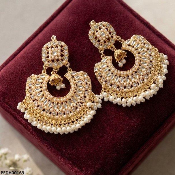 PEDH00169 MZM Round Pearl Bell Drop Earring - PEDH