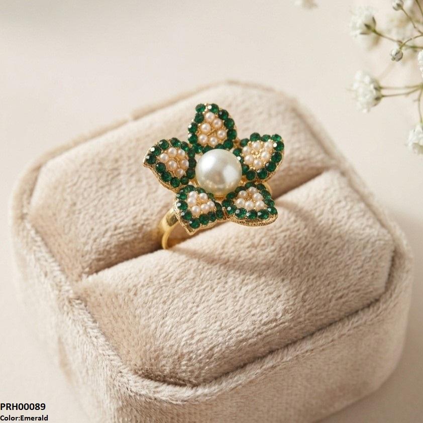 PRH00089 ABD Flower Pearl Ring Adjustable - PRH