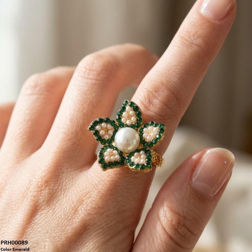 PRH00089 ABD Flower Pearl Ring Adjustable - PRH