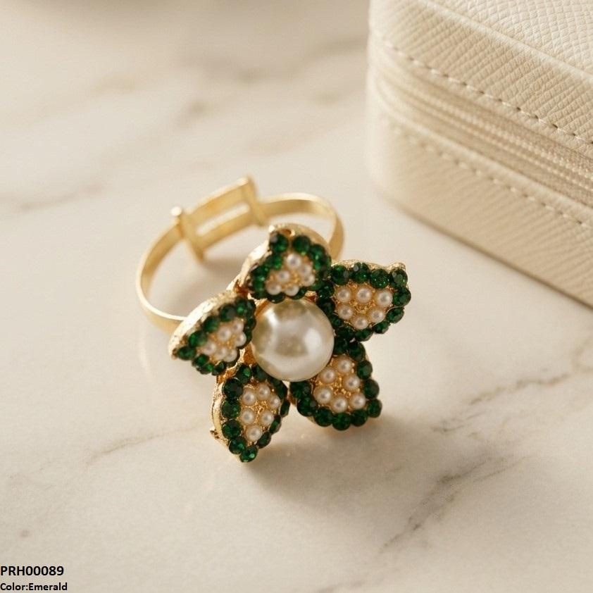 PRH00089 ABD Flower Pearl Ring Adjustable - PRH