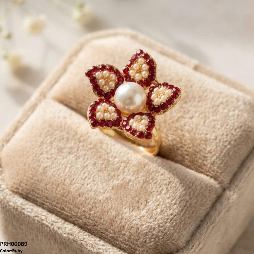 PRH00089 ABD Flower Pearl Ring Adjustable - PRH