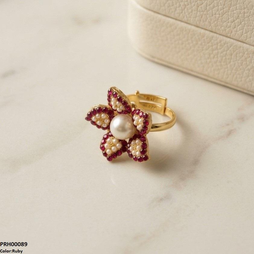 PRH00089 ABD Flower Pearl Ring Adjustable - PRH