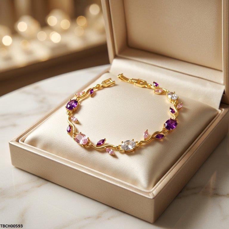 TBCH00593 MSJ Tulip Leaf Multi Stone Bracelet - TBCH