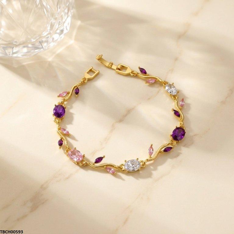 TBCH00593 MSJ Tulip Leaf Multi Stone Bracelet - TBCH