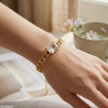 TBCH00622 QWN Rectangle Stone Chain Bracelet Adjustable-TBCH