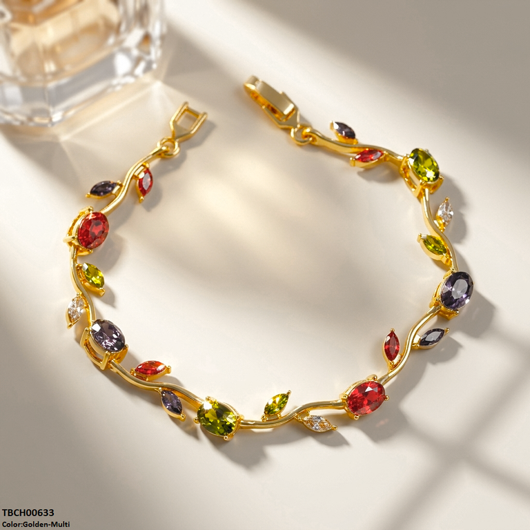 TBRH00486 MSJ Stainless Steel Flower Stone Braclet - TBRH