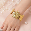 TBRH00533 HLN Floral Flower Cuff Stainless Steel Bracelet Adjustable - TBRH