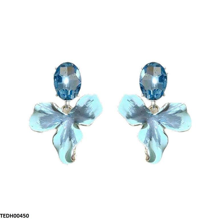 TEDH00450 SYB Oval ZIRCON Stone Leaf Drop Earrings - TEDH