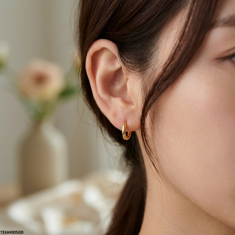 TEHH00500  XAS Round Stainless Steel Ear Hoops Pair - TEHH